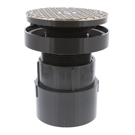 Jones Stephens 4in LevelBest Complete Pipe Fit Cleanout System with 3in Plastic Spud and 6in Nickel Bronze Cover D50482